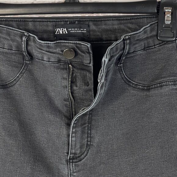 Zara SZ 4 The Skinny Jeans Hi-Rise Stretch Zip-Fly Pocket Distressed Frayed Hems - Picture 7 of 9